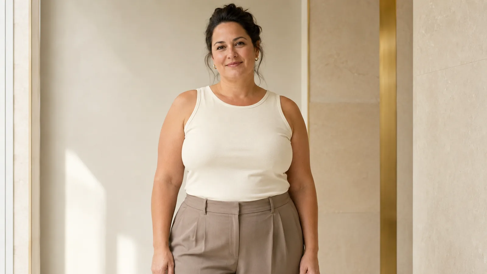Adult woman in a premium consultation setting for breast reduction planning