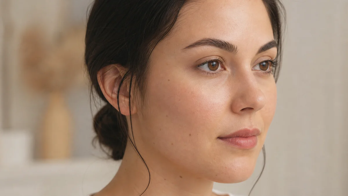 Natural three-quarter facial view focused on cheek contour for buccal fat removal