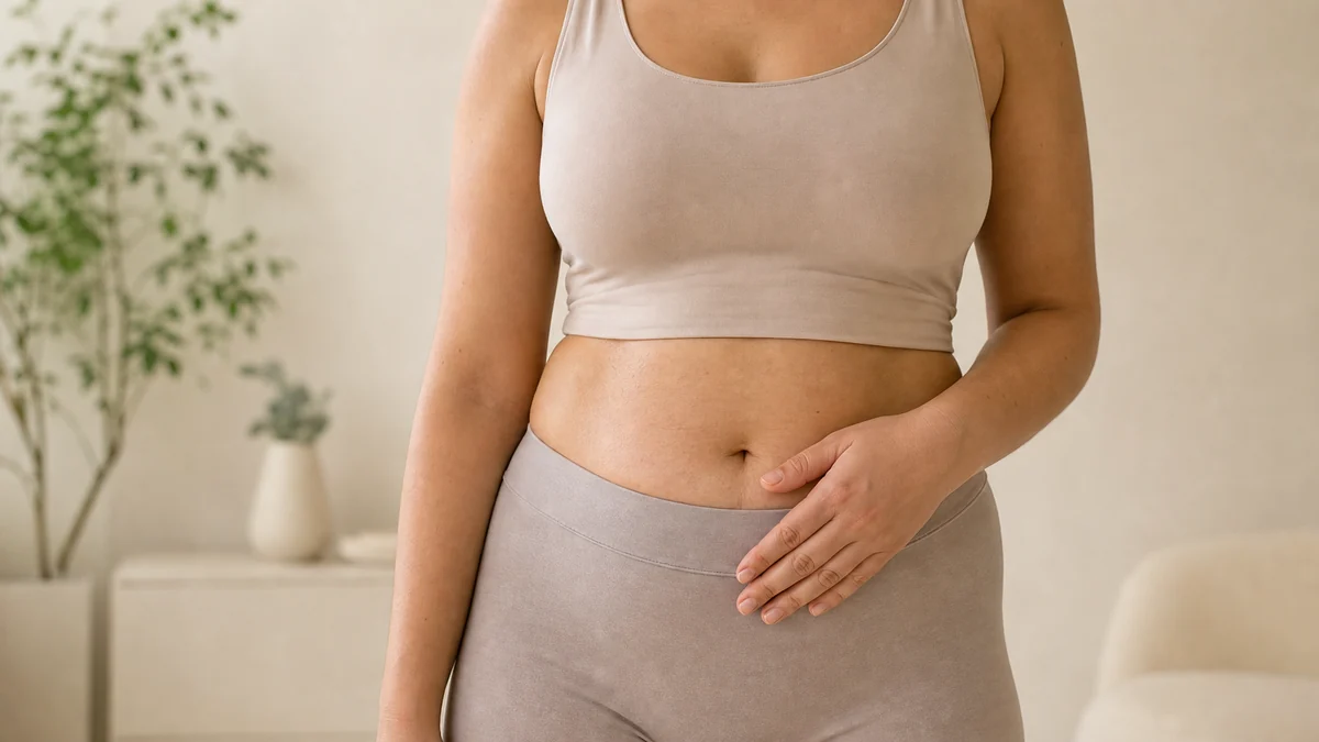 Adult woman in a body-focused plastic surgery consultation