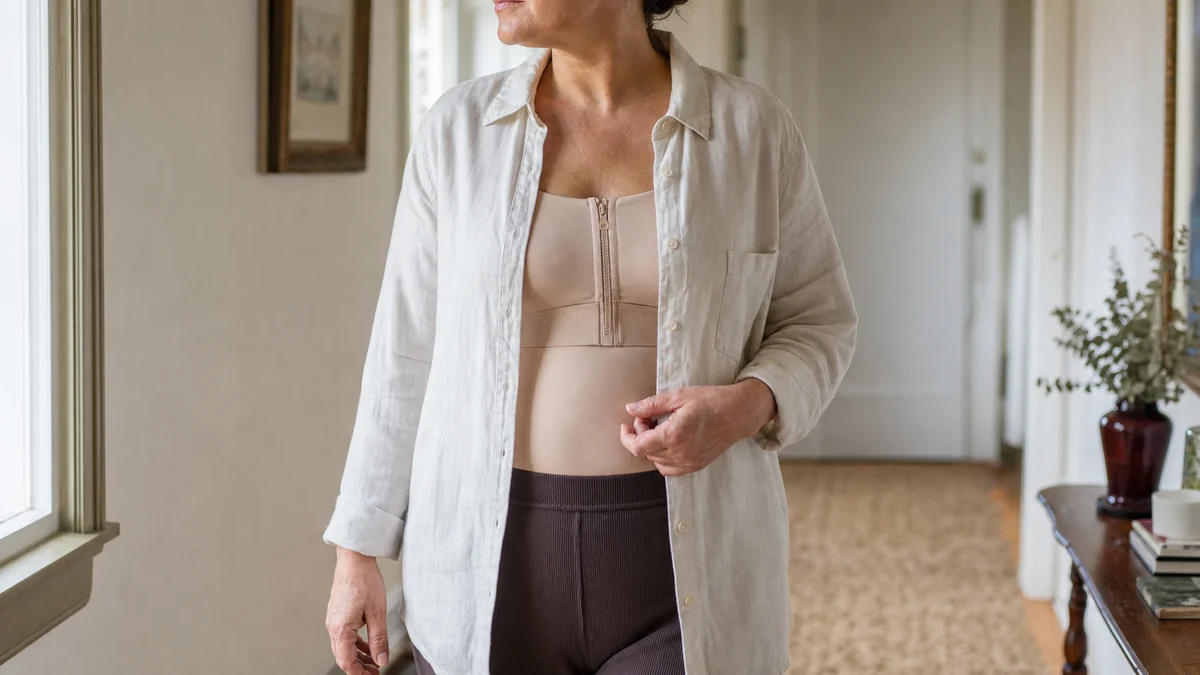 Adult patient resting comfortably during plastic surgery recovery