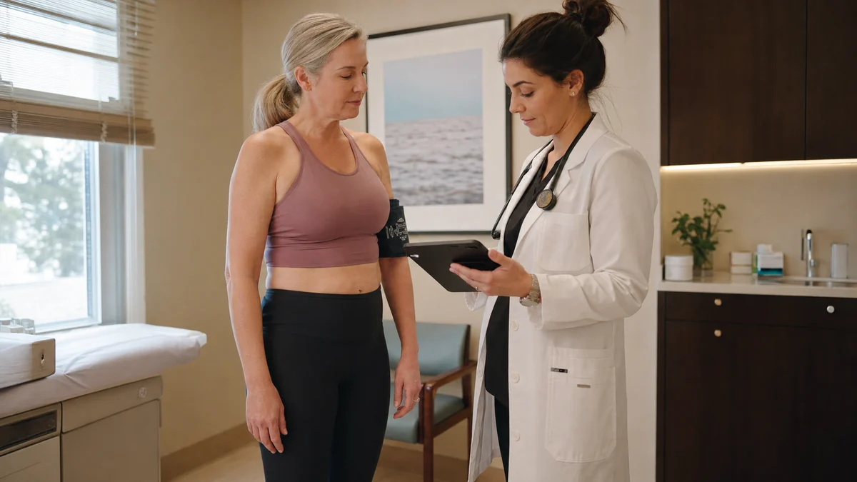 Adult patient discussing cosmetic surgery candidacy and health history